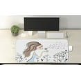 thumbnail image 2 of Retro Computer Mouse Pad, Fashion Woman with Dandelion Flower Spring Wind Garden Sketchy Illustration, Rectangle Non-Slip Rubber Mousepad X-Large, 35" x 15", Warm Taupe and Blue, by Ambesonne, 2 of 2