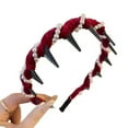 thumbnail image 2 of Pisexur Belleza Maquillaje Diadema vintage con cuentas onduladas de terciopelo y perlas artificiales de cráneo altopara mujeres y hombres, 2 of 2