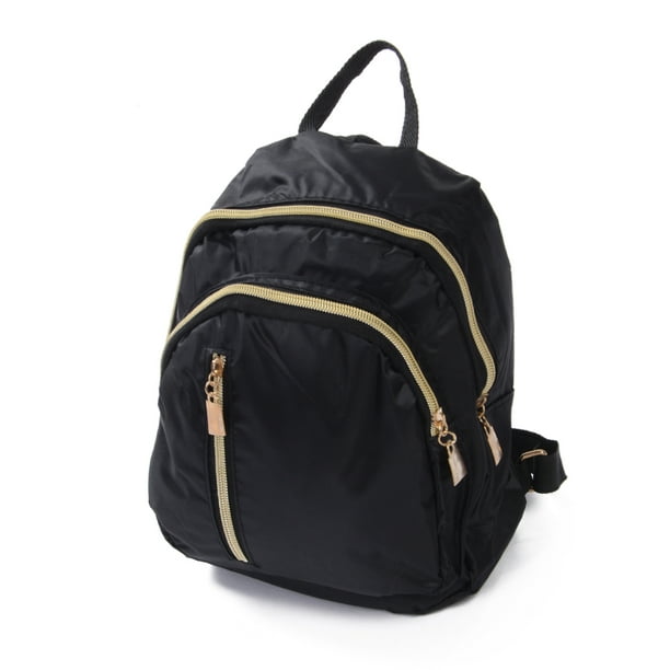Hirigin - Womens Girls Zip Black Nylon Mini Backpack Travel School ...