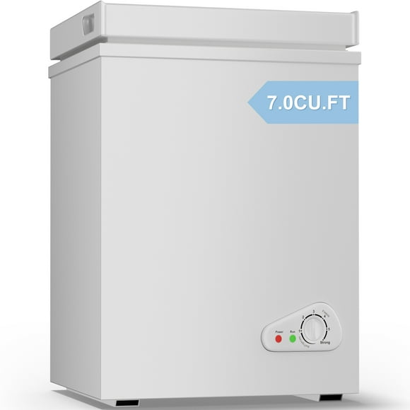 TABU Chest Freezer, 7.0 Cu Ft Deep Freezer with Adjustable Temperature, Compact Freezer with Top Open Door (White)