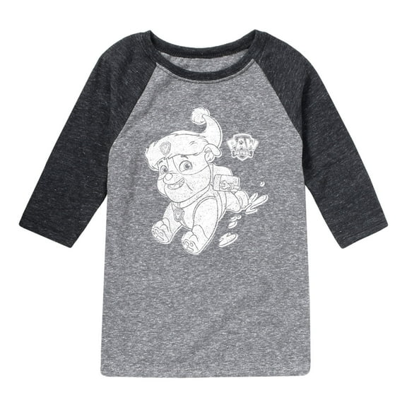 Paw Patrol - Rubble Santa Hat - Toddler And Youth Raglan Graphic T-Shirt