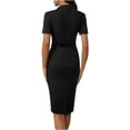 thumbnail image 4 of LOVZFMLL Women's Temperament Commuting OL Short Sleeve Dress Black L, 4 of 6