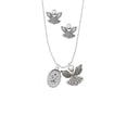 thumbnail image 2 of Delight Jewelry Silvertone Awareness Ribbon - Oval Seal Silver tone Guardian Angel Charm Necklace and Stud Earrings, 2 of 4
