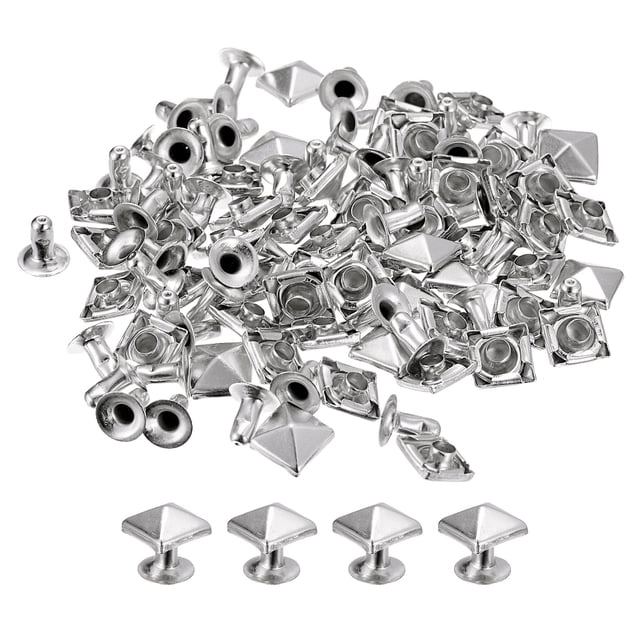 Unique Bargains 50 Ensembles Rivet Pointe 7mm Pyramide Rivet Rapide Clous Piques Carrées Ton Argent