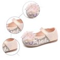 thumbnail image 5 of Gelikeya Toddler Dress Shoes Baby Mary Jane Flat for Girls with Bowknot Cotton Princess Dress Crib Wedding Shoes, Beige, 5 of 5