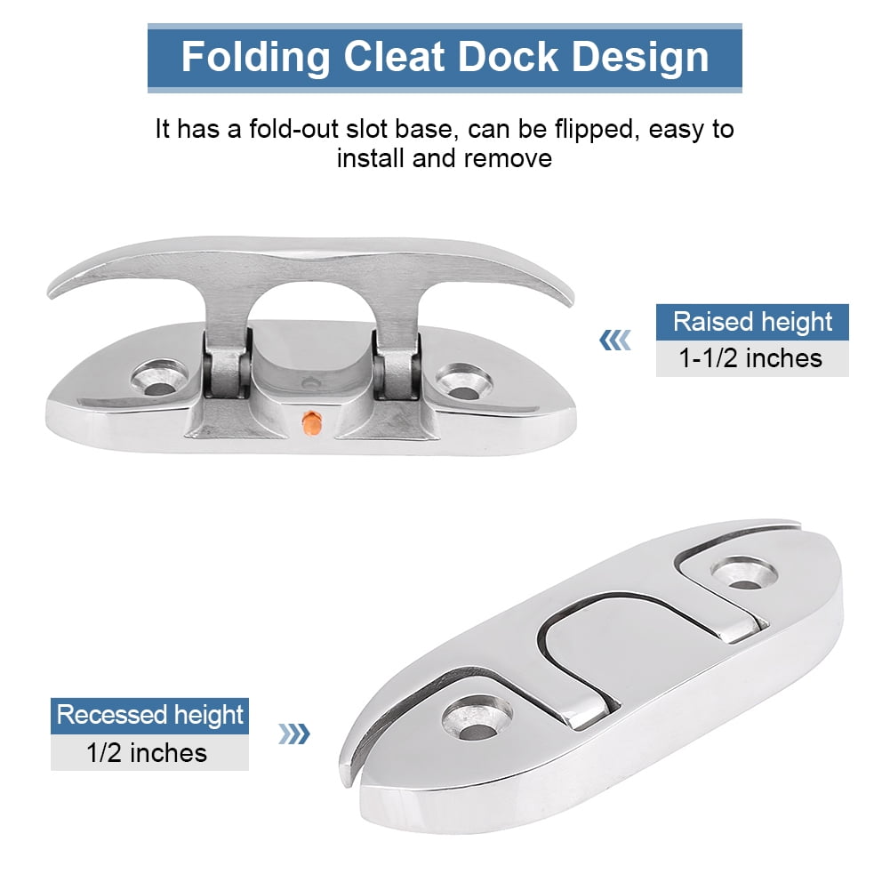 ANGGREK 4.5inch 316 Stainless Steel Folding Cleat, Boat Flip Up Cleat Dock