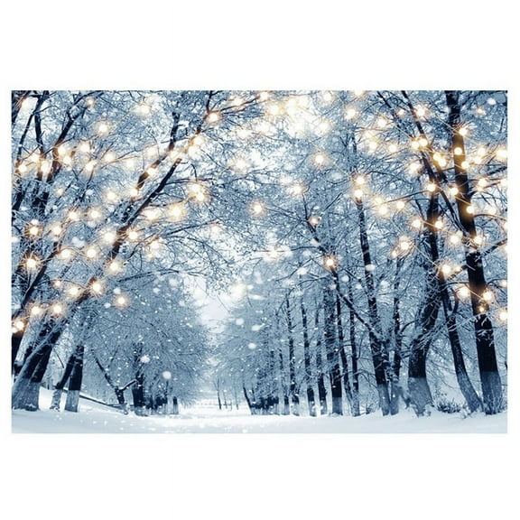 210X150Cm Winter Snow Background Cloth Snowflake Christmas Tree Glitter White Photography Backdrops, D
