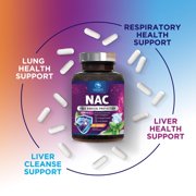 NAC Supplement - 1200mg Per Serving N-Acetyl-L-Cysteine - Free-Form NAC is a Powerful Antioxidant for Daily Immune, Liver & Respiratory Support - Vegan, Gluten Free, Bottled in USA - 120 Capsules