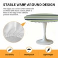 thumbnail image 2 of Elastic Fitted Round Tablecloth, Green Gray Striped Waterproof Stretch Table Cover for 55"-60" Tables, Farmhouse Stripes Modern Abstract Art Washable Outdoor Tablecloths for Patio, Picnic, Camping, 2 of 9