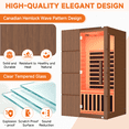 thumbnail image 2 of BUPPLEE 2 Person Infrared Sauna with Red Light Therapy Lamp, Bluetooth and 7-Color Lighting for Indoor Home Spa, Walnut, 2 of 10