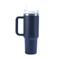 thumbnail image 2 of Stanley Quencher - Vaso de acero inoxidable aislado al vacío con tapa y popote para agua, té helado, café, licuados y más, carbón, 1180 ml. Azul oscuro/40oz, 2 of 3