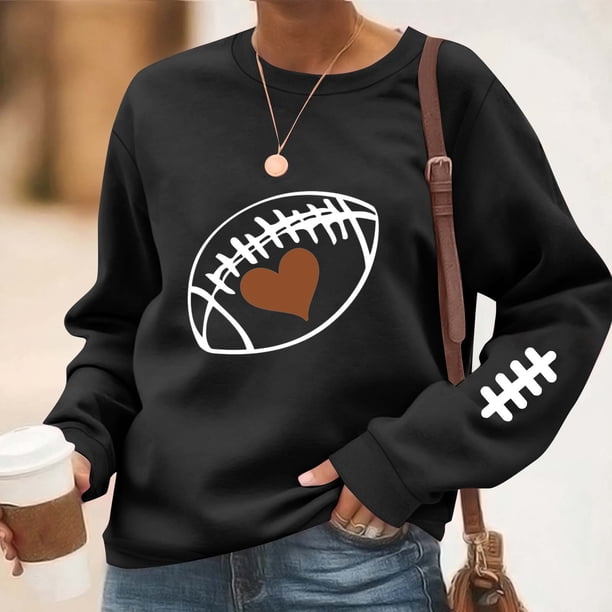 TaTaai Women Crew Neck Baseball Print Long Sleeve Drop Shoulder Hoodie Casual Fashion Top Ladies Daily Lounge Work Wear Soft Warm Breathable No Fading Versatile Top Gift