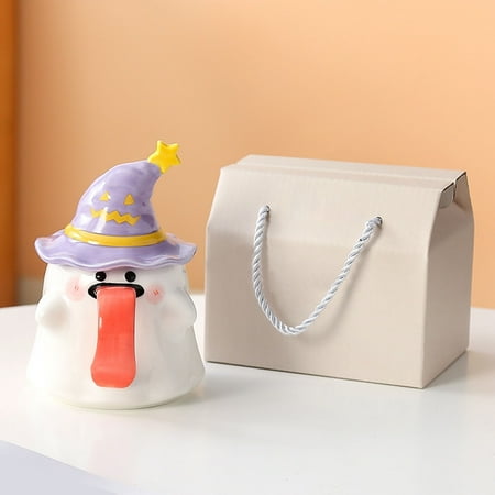 

Glass&Bottle Juice Glasses Pottery Mugs Tumbler Cups Glass Wellness Tumbler Set Cup With Witch Hat Cover Specter Cute Originality Tongue Out Mug Cute Specter Cup Present