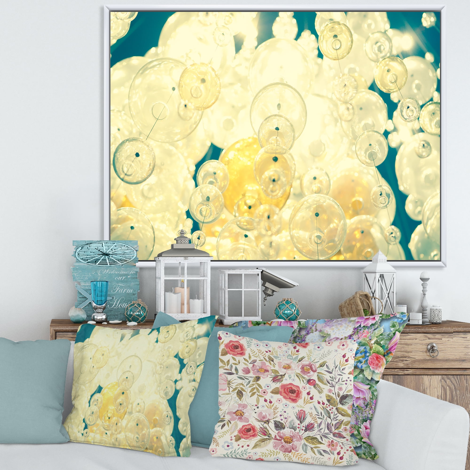 Designart 'Chandelier In The Form of Balls Abstract Art II' Modern Framed Canvas Wall Art Print