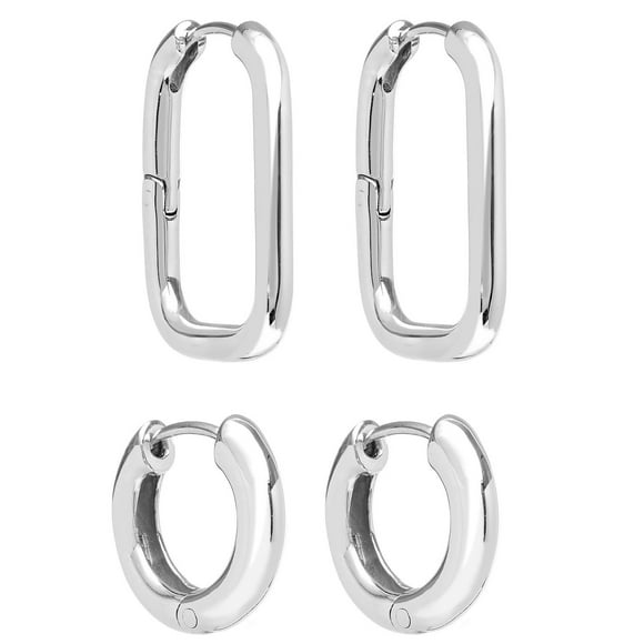 Huggie Hoop & Paperclip Earring Set in Sterling Silver