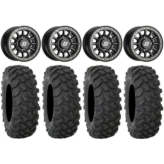 Sedona Sano Bdlk 14" Wheels Bk  30mm 27" XTR370 Tires Can-Am Maverick X3 / Honda Pioneer 1000 / Talon