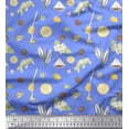 thumbnail image 1 of Soimoi Blue Rayon Fabric Star Anise,Lemon & Garlic Vegetable Printed Fabric 1 Yard 42 Inch Wide, 1 of 3