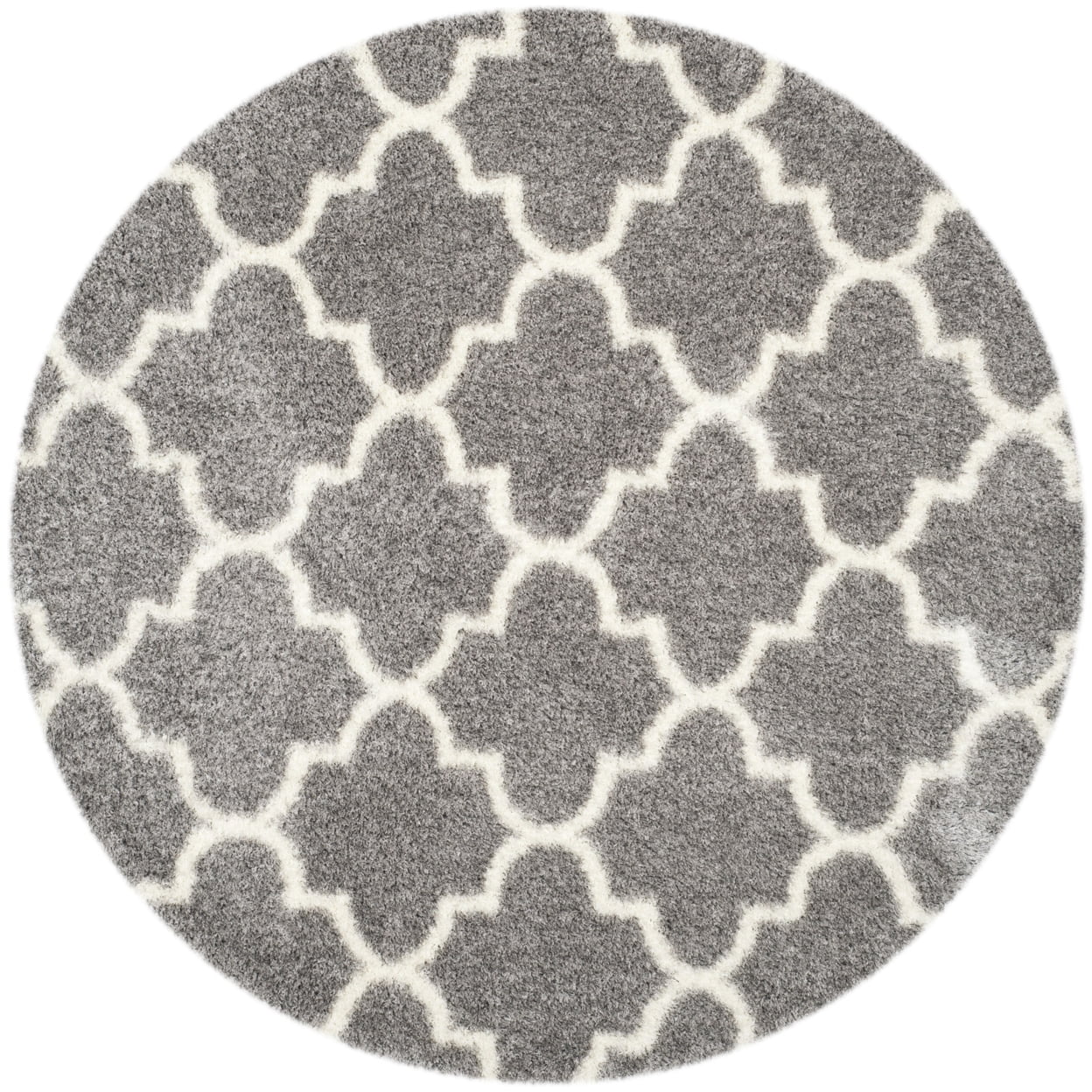 SAFAVIEH Montreal Lennart Geometric Quatrefoils Shag Area Rug, Grey/Ivory, 4' x 6'