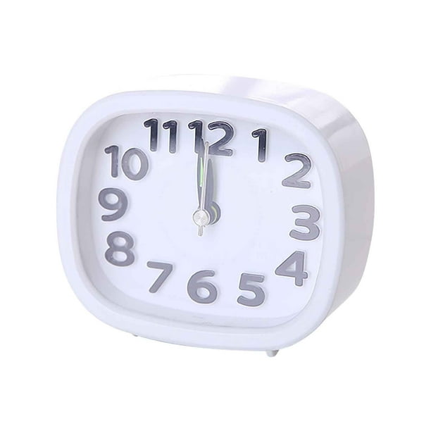 mfyjkho Reloj despertador rectangular de cuarzo con pitido, compacto, portátil, funciona con pilas, para dormitorio (paquete de 1)