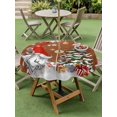 thumbnail image 3 of Outdoor Tablecloth with Umbrella Hole and Zipper, Red Gnomes Christmas Round Table Cloth 60 Inch Waterproof Tablecloth, Snowflake Xmas Tree Gifts Winter Wooden Picnic Table Cover for Patio Camping, 3 of 7