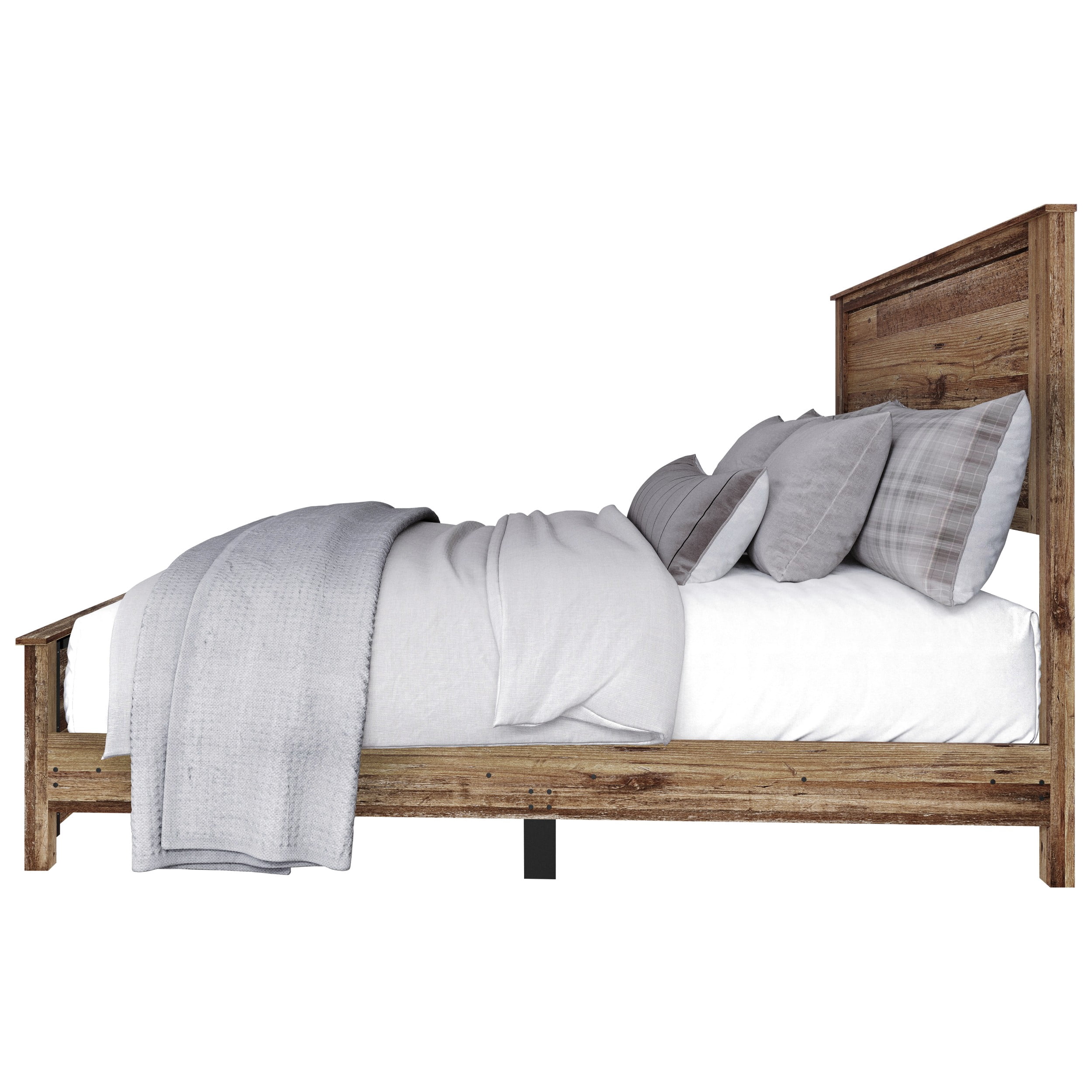 Home Design Racine King Panel Bed Frame, Vintage Oak