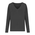 thumbnail image 4 of Timegard Tops for Women V Neck Long Sleeve Sweaters Pullover Solid Color Fall Casual Loose Comfy Tops, 4 of 6