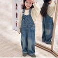 thumbnail image 2 of UACY Kids Girls Ripped Denim Overalls, Sleeveless Baggy Wide Leg Cute Preppy Bib Overall Adjustable Jumpsuit with Pocket (Blue, 13-14 Years), 2 of 6