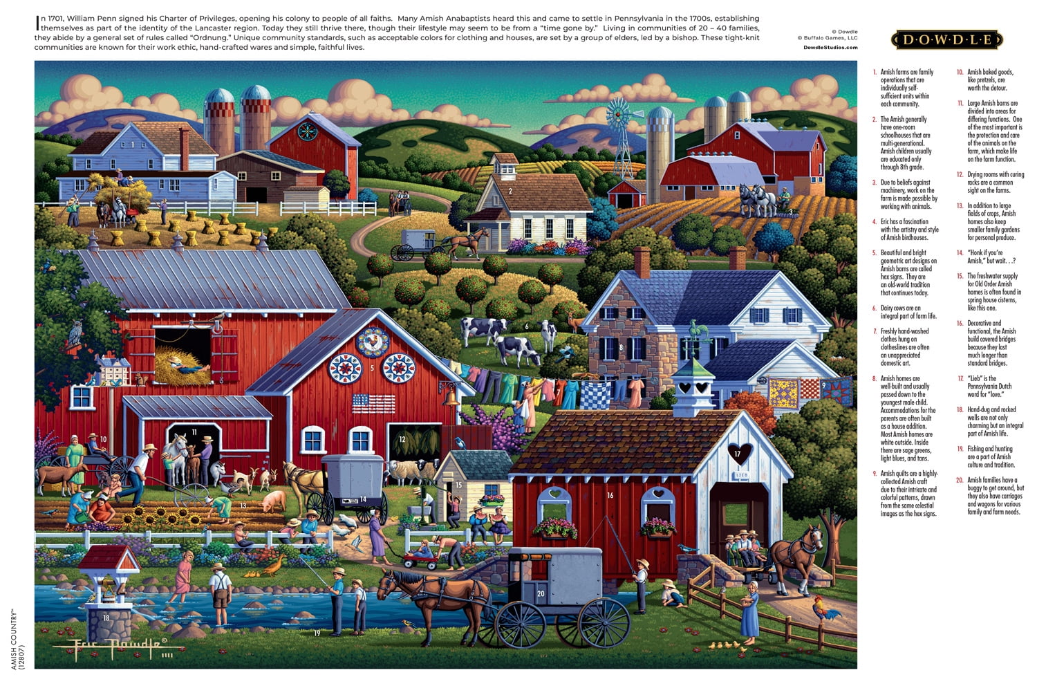 Buffalo Games 1000-Piece Dowdle Amish Country Interlocking Jigsaw Puzzle