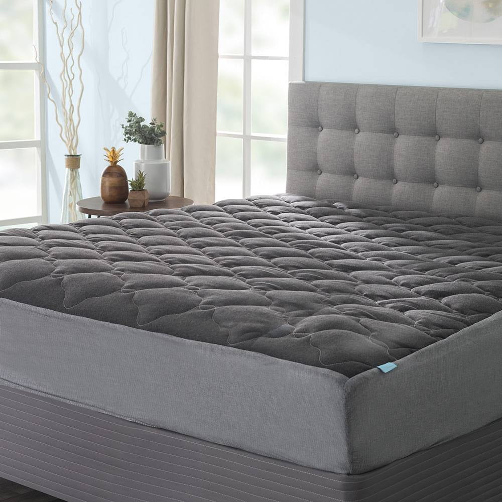 Extra Plush Midnight Grey Mattress Pad with Fitted Skirt