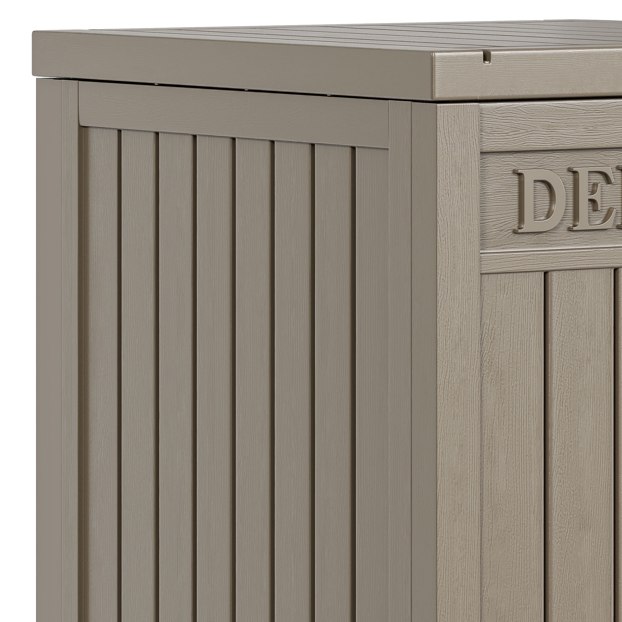 Uforic 51 Gallon Large Outdoor Resin Package Delivery Box, Waterproof Lockable Deck Storage Box for Porch & Curbside, Light Brown
