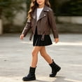 thumbnail image 4 of Ynynloco Kids Faux Leather Biker Jacket, Motorcycle Style with Lapel Collar Spring Fall Coat Bomber PU Soft Leather Jackets 1-10Y Years, 4 of 8