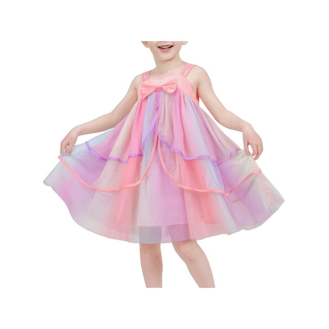 Girls Dress Multicolor Princess Tulle Rainbow Sundress Summer Holiday 10 Years