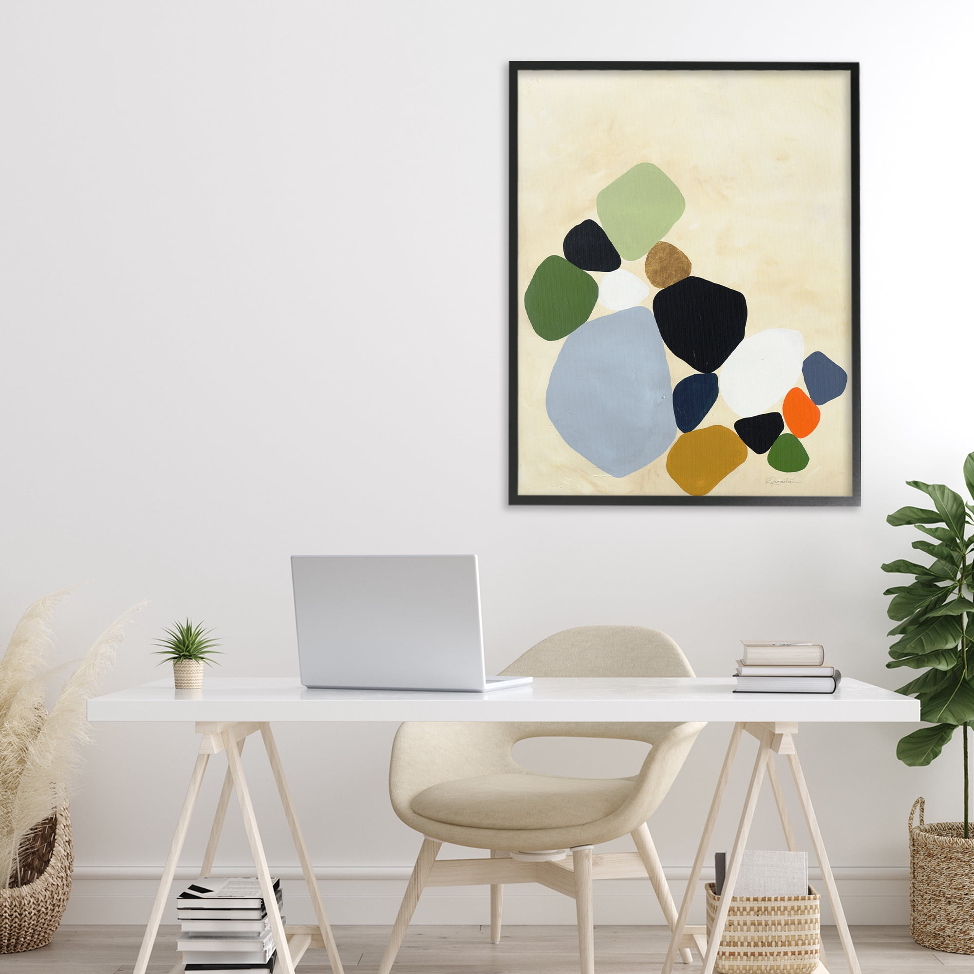 Stupell Industries Balanced Shapes Cluster Black Framed Giclee Art, design by Ruth Fromstein