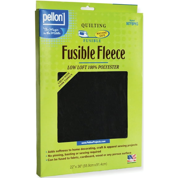 Pellon 987F Fusible Fleece Fabric, Black 22" x 36" Precut Package