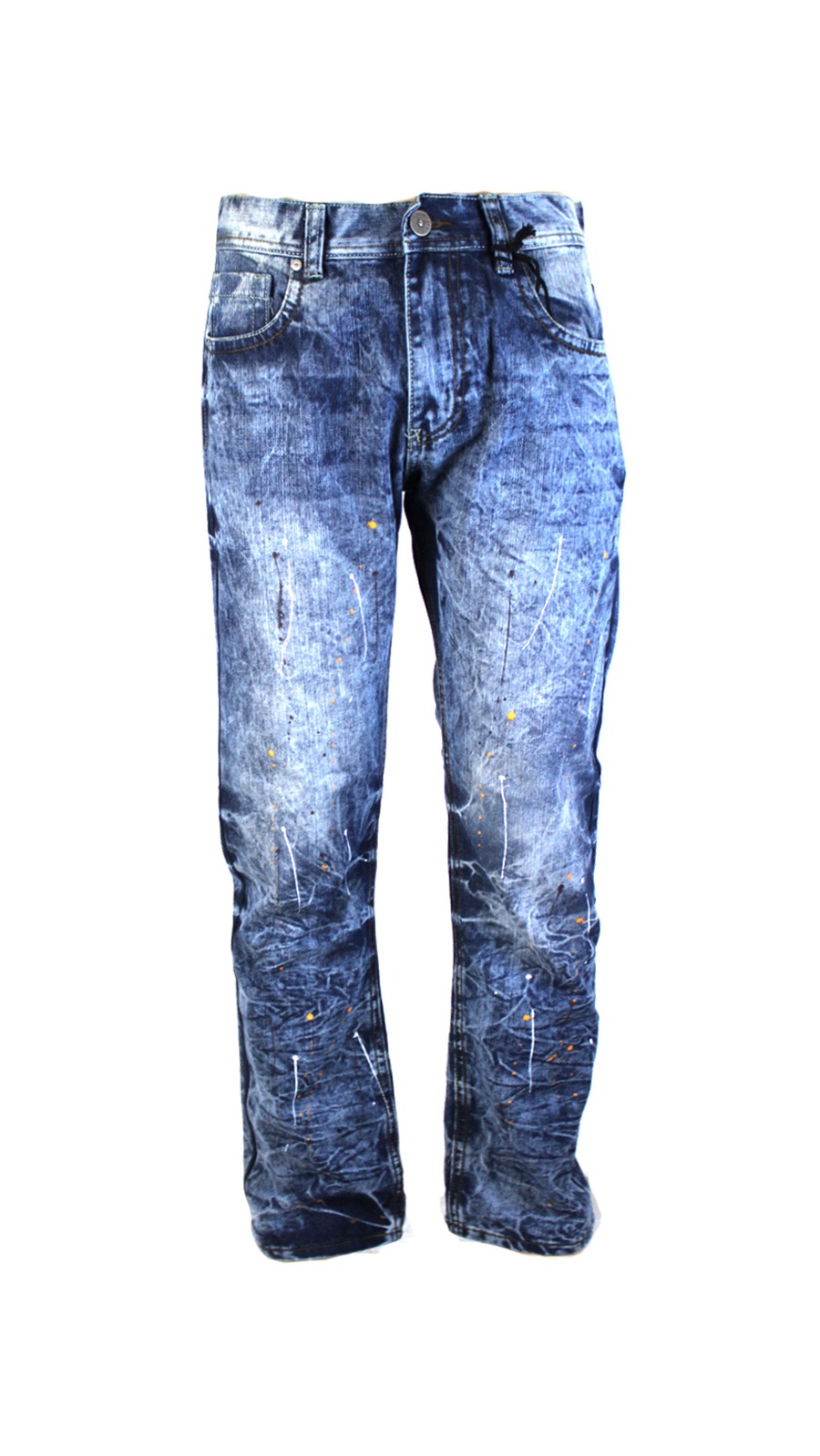 Skinny Zipper Paint Splatter Jeans Blue 