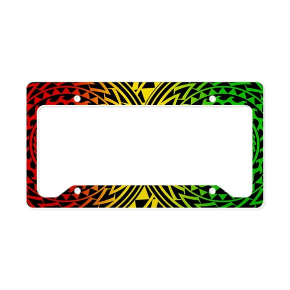 CafePress - Island Tribal Rasta - Aluminum License Plate Frame, License Tag Holder