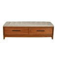 thumbnail image 5 of Bench with Fabric Padded Seat and 2 Drawers, Brown - Saltoro Sherpi, 5 of 5
