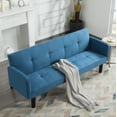 thumbnail image 2 of Gewnee 73.6" Modern Faux Suede Futon Sofa Bed, Convertible Couch with 3-Position Backrest, Twin Sleeper for Living Room/Apartment/Dorm, Blue, 2 of 12