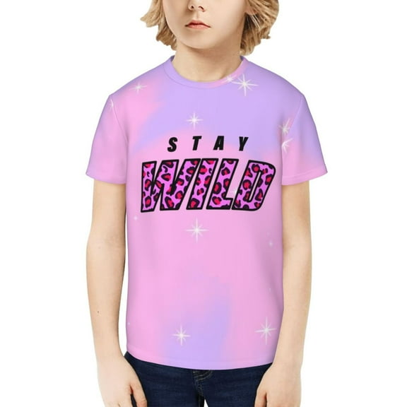 Ben Azelart Stay Wild Kids T-Shirt 3d Printed Graphic T-Shirts Boys And Girls Short Sleeve Shirts For Youth Kids X-Small