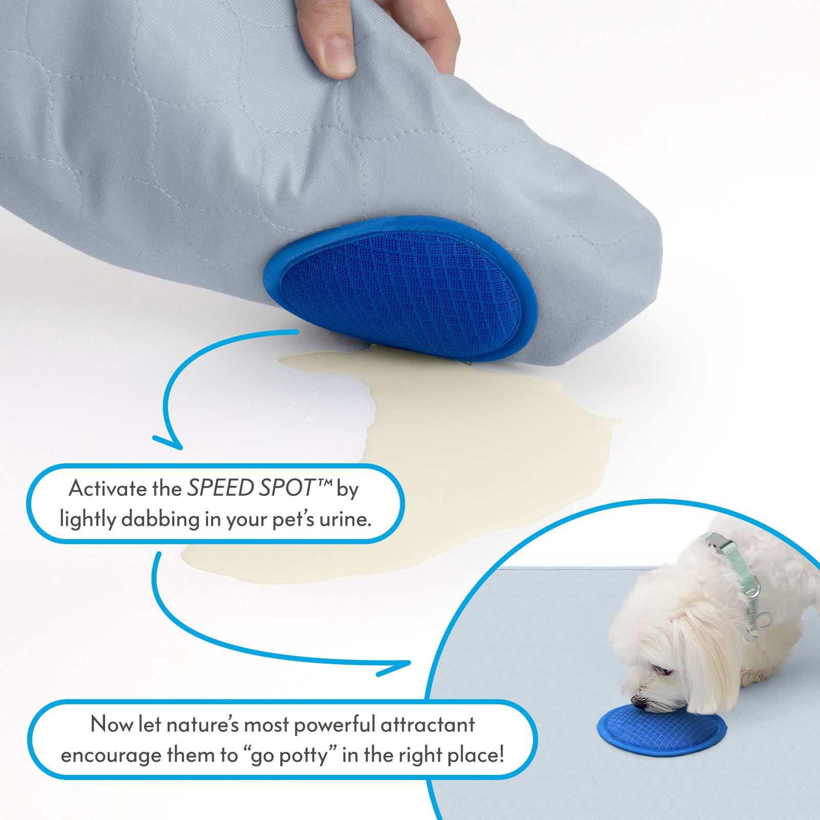 2ct 36x36 inch Paw Inspired Speed Spot "Go Here" Potty Training Puppy Pads with Pop Up Urine Attractant Target | Washable, Reusable Dog Pee Pads with Pheromone Scent Patch for Housebreaking