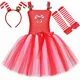 thumbnail image 2 of Vestido de Navidad para niñas, rojo, blanco, fiesta de Navidad, disfraz de bastón de caramelo, vestidos de tul con tutú para niños pequeños, ropa para fiestas navideñas, 2 of 5