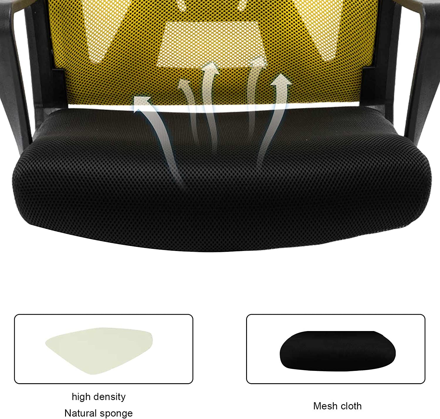 Ergonomic Office Chair with Foldable Backrest, Mesh Home Office Computer Desk Chair with Adjustable Height, Lumbar Support and 360 Degree Caster Gaming Chairs( chartreuse)