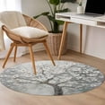 thumbnail image 5 of 4ft Round Rug, Grey Flowers Non-Skid Rubber Backing Large Area Rugs - Living Room Bedroom Home Office, Spring Floral Modern Oil Painting Art Indoor Floor Mat Carpets Washable Rug, 5 of 9