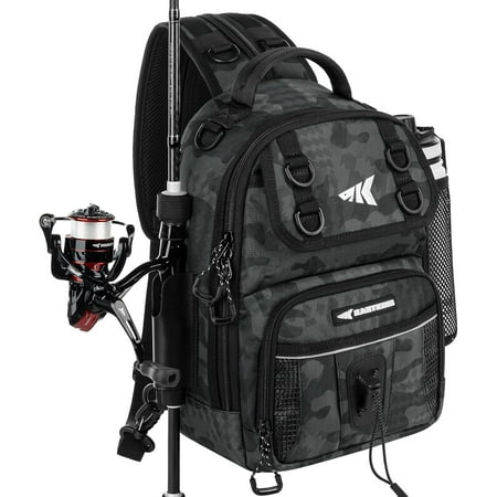KastKing Fishing Backpack with Rod & Beverage Holder Tackle Bag for Fishing Gear Fishing Sling Bag-BaitSpace