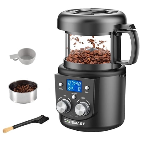 CAFEMASY Machine à Torréfier les Grains de Café - Torréfacteur d'Air pour Usage Domestique avec Minuterie Réglable Chauffage et Ventilateur