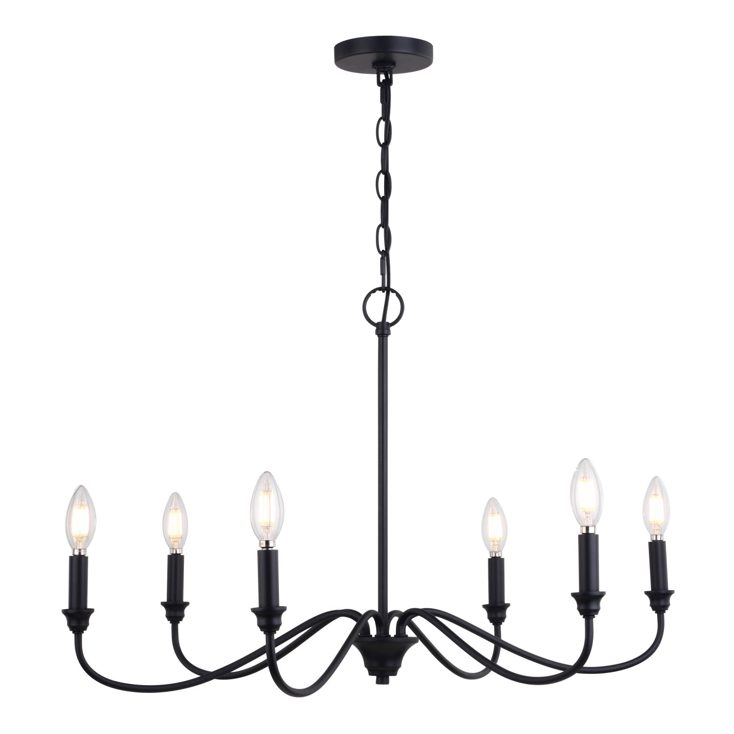 Annabelle 6 Light Matte Black Farmhouse Chandelier Candelabra
