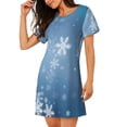 thumbnail image 2 of Fotbe Snowflakes1 Bata de Dormir para Mujer con Estampado, Camisón de Algodón de Manga Corta, Ropa de Dormir Casual, 2 of 6