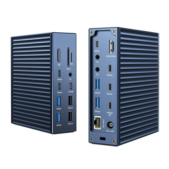 ACASIS Thunderbolt 4 Dock - 21 Ports,MacBook Pro Docking Station Dual Monitor,8K60Hz HDMI, 2.5 GbE Ethernet, SD/TF 4.0, 10Gbps USB C/A 3.2 Gen2, 3.5mm Audio,