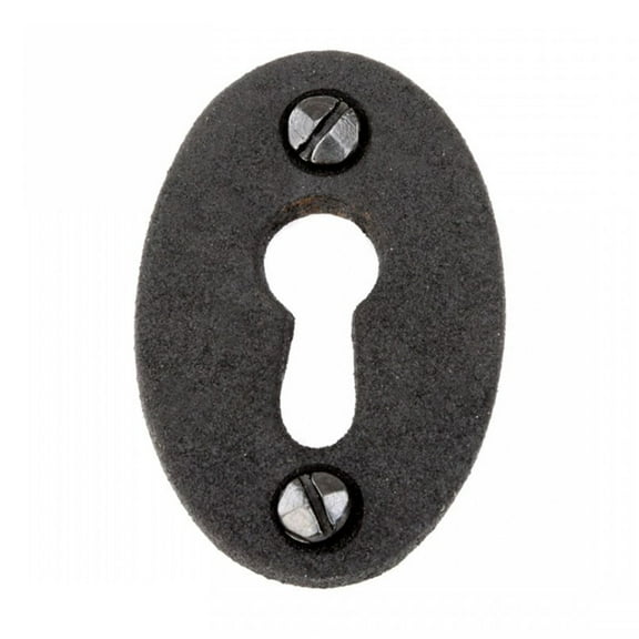 Renovators Supply Keyhole Escutcheon 1-3/4" Black Wrought Iron Keyhole Cover Plate w/Screws