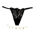 thumbnail image 3 of Victoria's Secret Very Sexy Shine V-String Black Lace Gold Charms Thong Panty Size X-Small NWT, 3 of 3